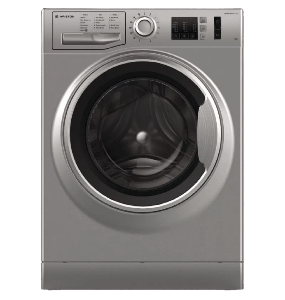 غساله اريستون 8 ك 1200 لفه انفرتر بالبخار بولندي سلفر NM11 823 SS EG